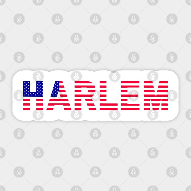 Harlem Texted Based | American Flag Design Sticker by Harlems Gee